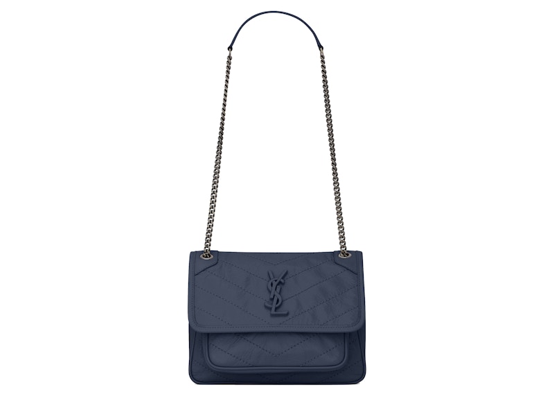 Saint Laurent Niki Baby Crinkled Vintage Navy