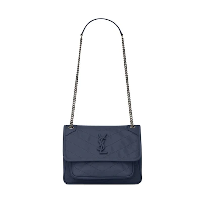 Saint Laurent Niki Baby Crinkled Vintage Navy