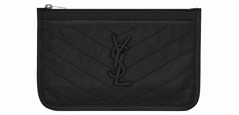 Saint Laurent Niki Bill Pouch Crinkled Vintage Leather Black