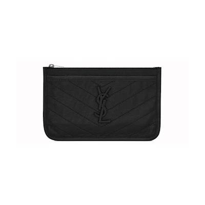 Saint Laurent Niki Bill Pouch Crinkled Vintage Leather Black