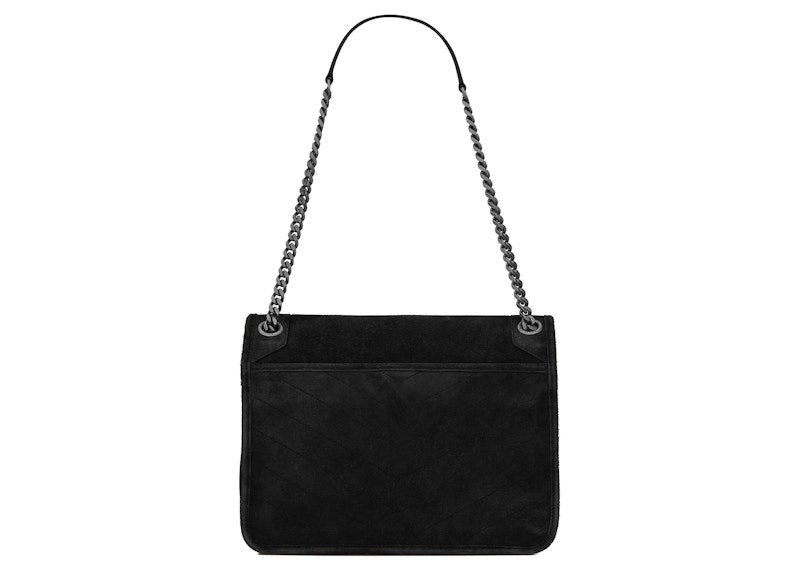 Order 聖羅蘭Niki中號軟鱷魚壓紋黑色皮革包