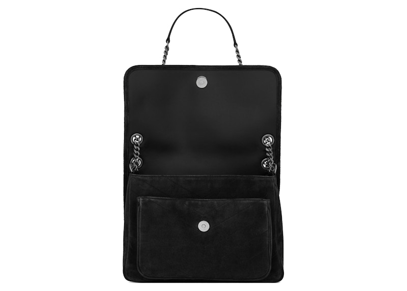 Lookbook 聖羅蘭Niki中號軟鱷魚壓紋黑色皮革包