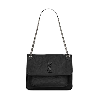 Saint Laurent Niki Shoulder Bag Medium Crinkled Vintage Black