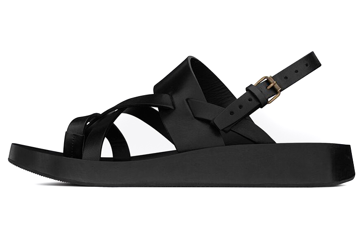 Buy 聖羅蘭 NOAH 光滑皮革涼鞋 黑色