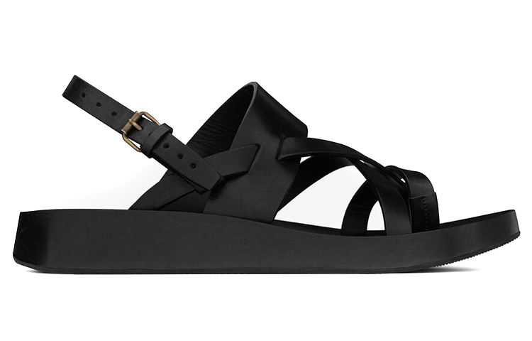 Order 聖羅蘭 NOAH 光滑皮革涼鞋 黑色