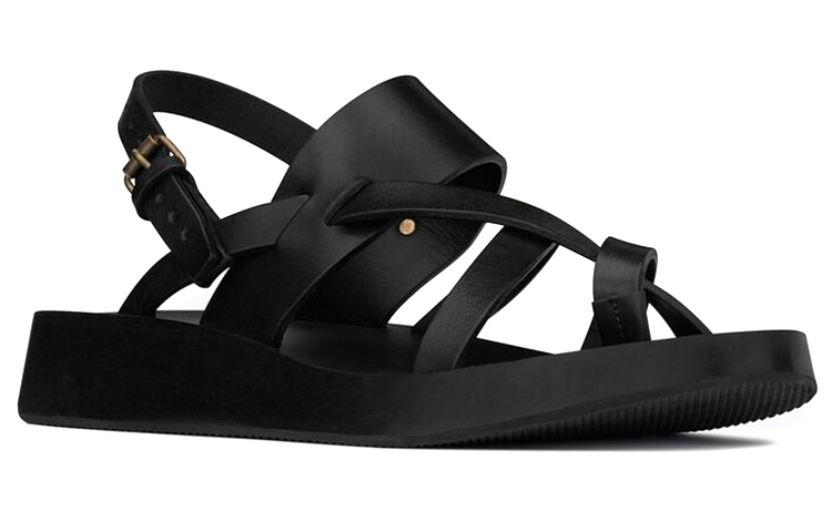 Lookbook 聖羅蘭 NOAH 光滑皮革涼鞋 黑色