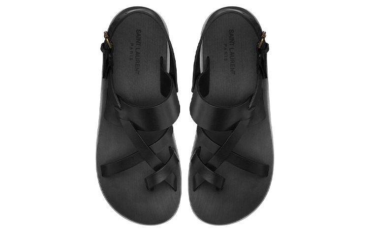 Shop 聖羅蘭 NOAH 光滑皮革涼鞋 黑色