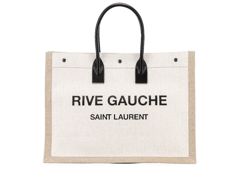 Saint Laurent Noe Tote Rive Gauche Canvas White/Black