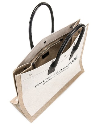 Saint Laurent Noe Tote Rive Gauche Canvas White/Black Lookbook Saint Laurent Noe Tote Rive Gauche Canvas White/Black