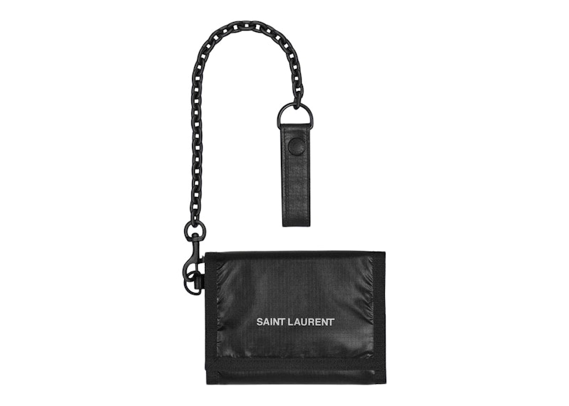 Saint Laurent Nuxx Chain Wallet in Nylon Black