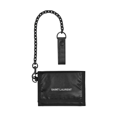 Saint Laurent Nuxx Chain Wallet in Nylon Black