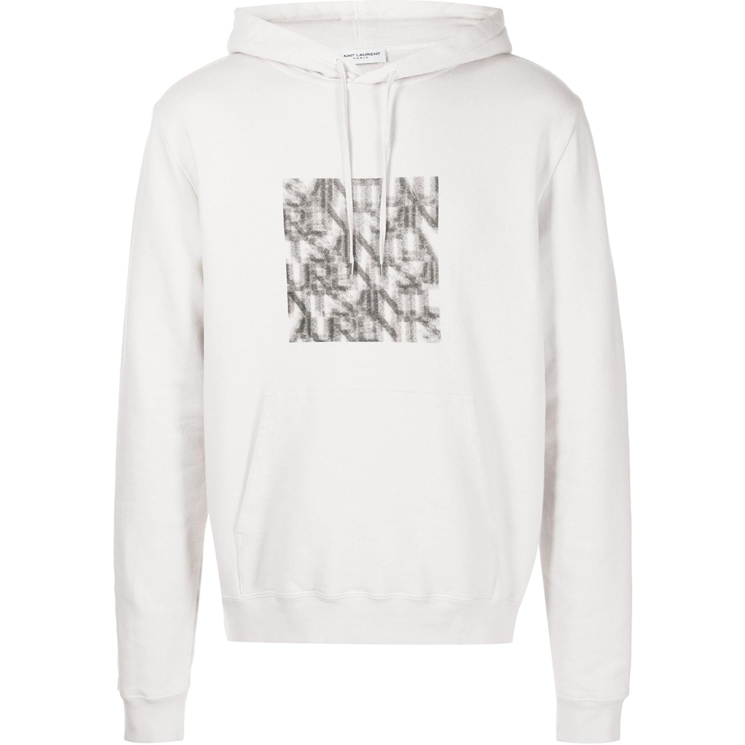Saint Laurent Optical Illusion Graphic Oversized Hoodie White 665272Y36HQ9766