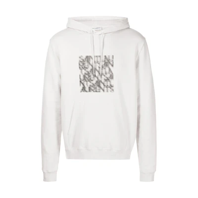 Saint Laurent Optical Illusion Graphic Oversized Hoodie White 665272Y36HQ9766