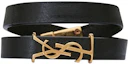 Buy Pulsera Saint Laurent Opyum Doble Vuelta en Cuero y Metal Negro/Dorado-tone