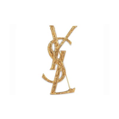 Saint Laurent Opyum YSL Crocodile Brooch Gold Brass
