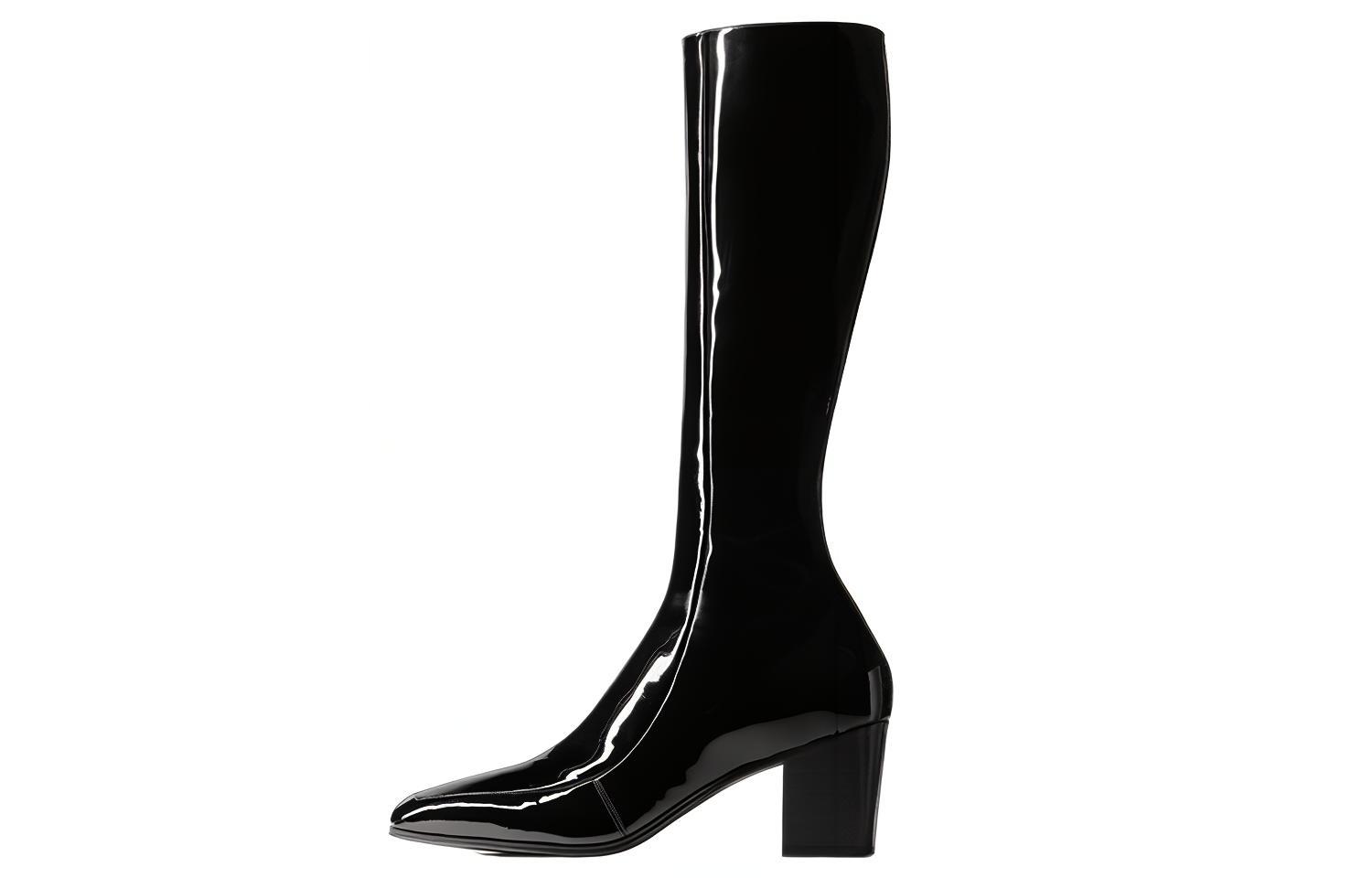 Saint Laurent Otto Leather Zip Boots 'Patent Black' 711038AAA4Q1000