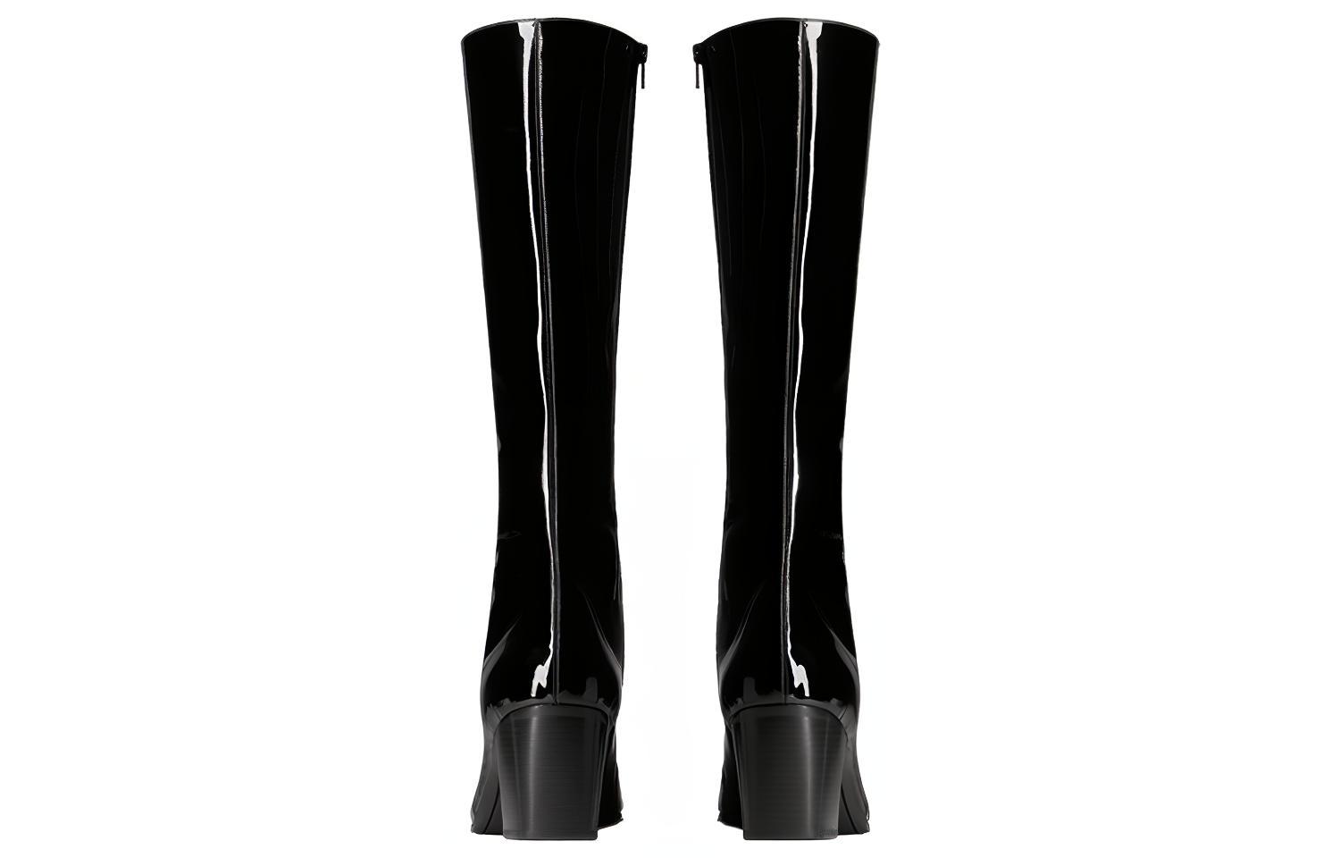Purchase Saint Laurent Otto Stivali in Pelle con Zip ''Nero Lucido'' 711038AAA4Q1000