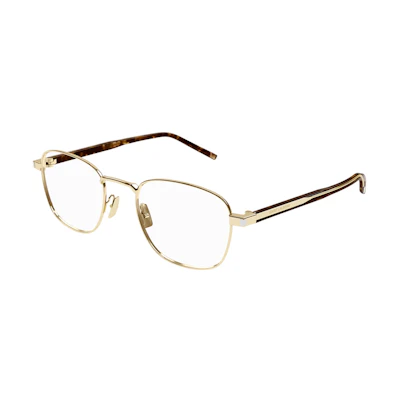 SAINT LAURENT Oval Optical Glasses Gold Metal Frame Unisex with Logo Temple Design SL699003