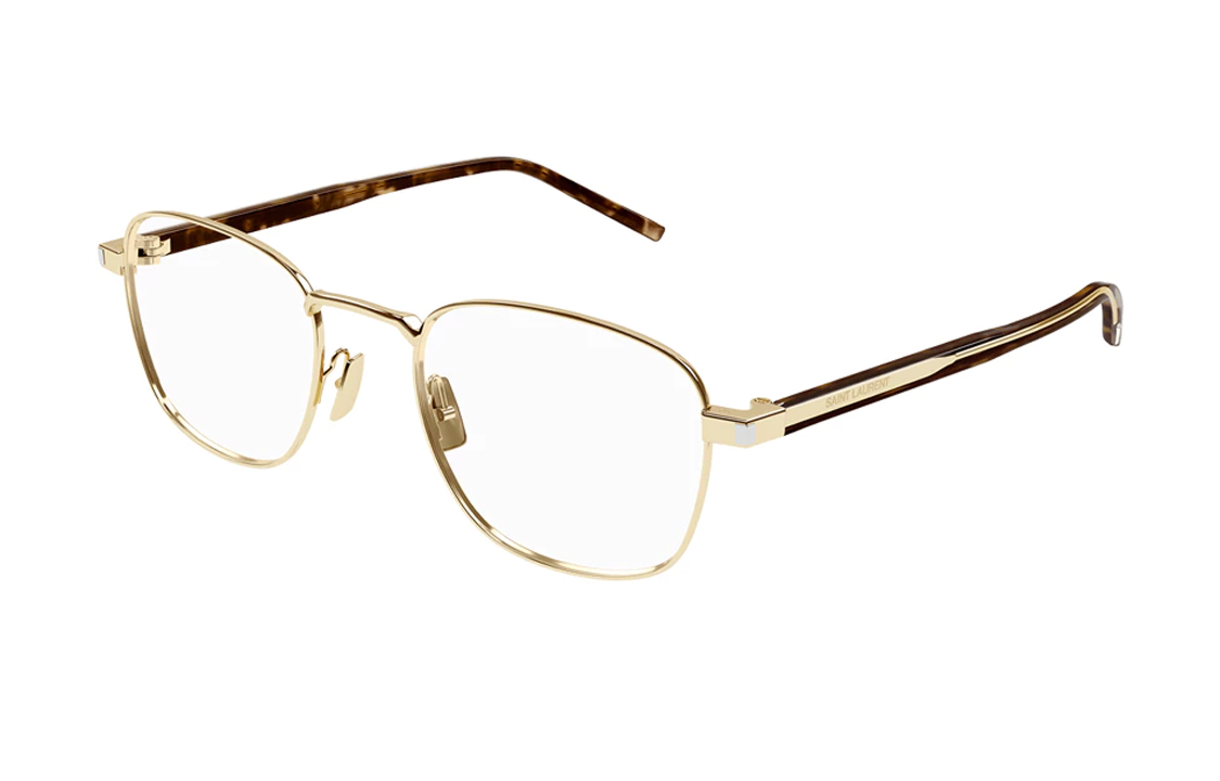 SAINT LAURENT Oval Optical Glasses Gold Metal Frame Unisex with Logo Temple Design SL699003 圖 2