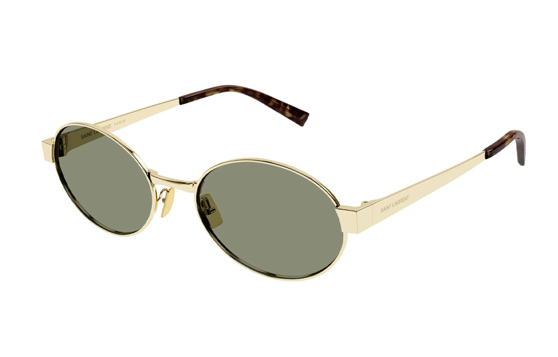 SAINT LAURENT Oval Sunglasses Gold Unisex with Metal Logo Temples. SL692003 圖 2