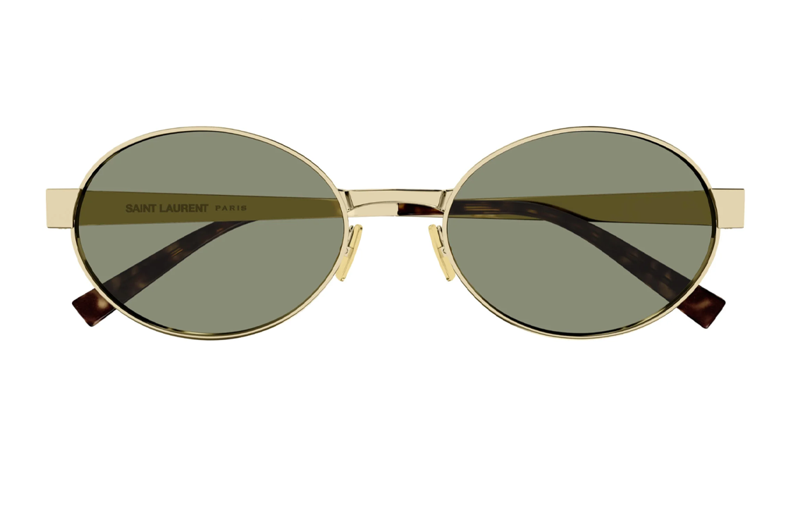 SAINT LAURENT Oval Sunglasses Gold Unisex with Metal Logo Temples. SL692003 圖 3