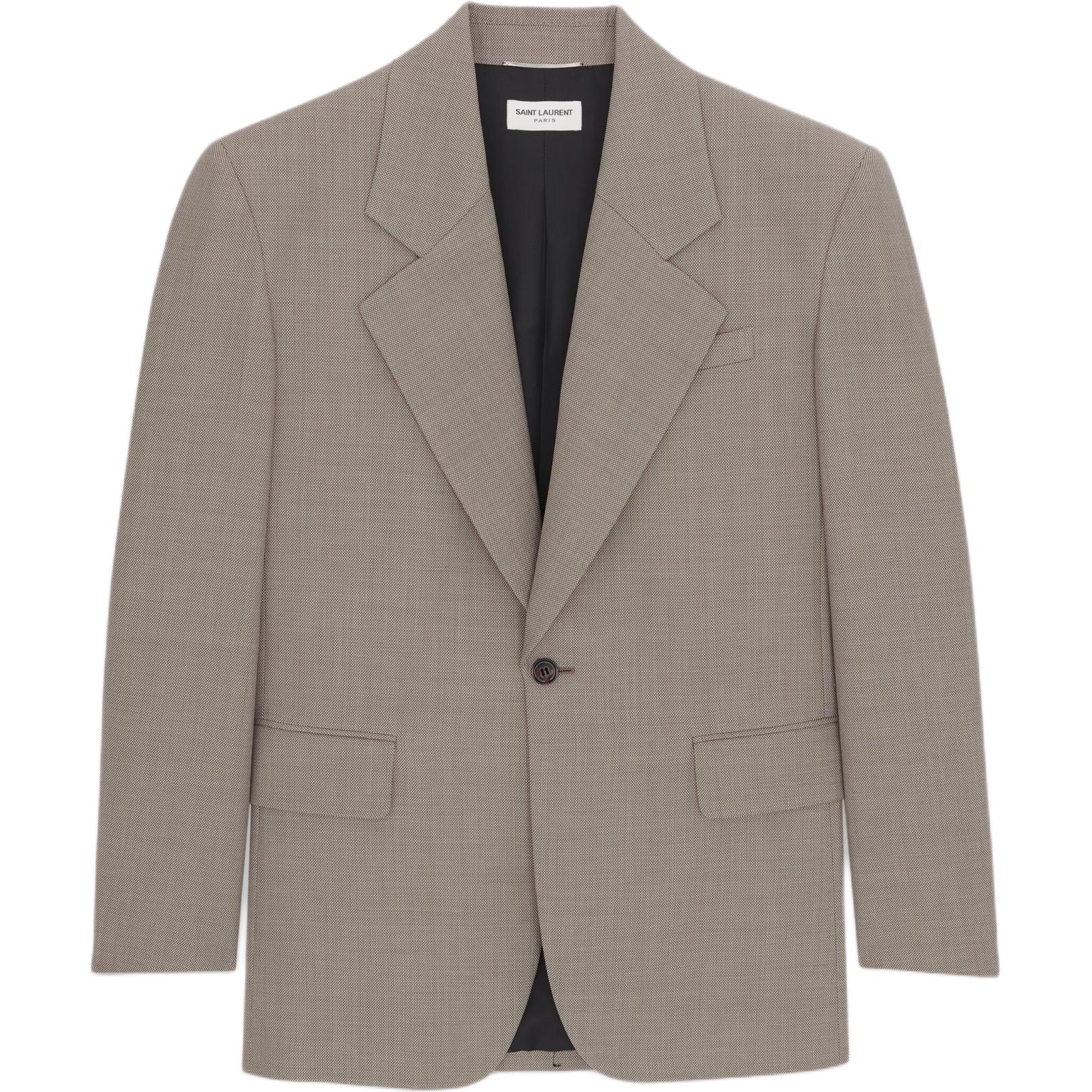 Saint Laurent Oversized Wool V-Neck Single-Button Jacket Gray 774995Y1I251506