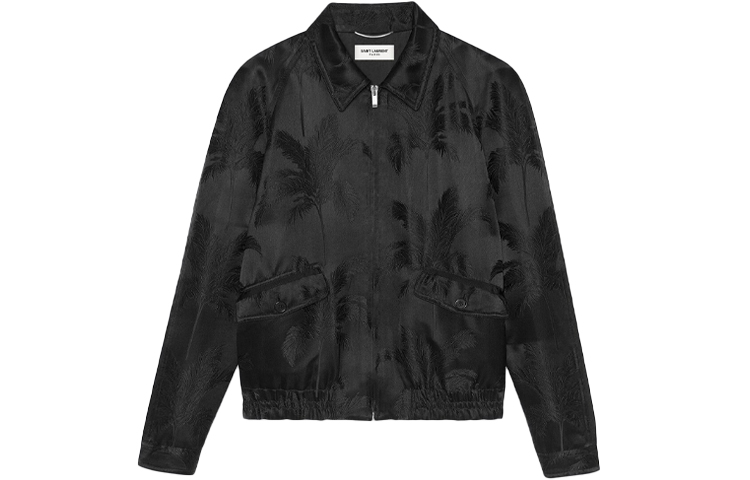 Saint Laurent Palm Satin Jacquard Raglan Jacket Black 637524Y1C551000