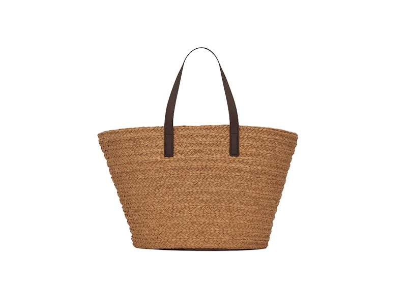 Order Bolso Mediano Saint Laurent Panier en Rafia Marfil Marrón