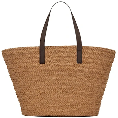 Bolso Mediano Saint Laurent Panier en Rafia Marfil Marrón Order Bolso Mediano Saint Laurent Panier en Rafia Marfil Marrón