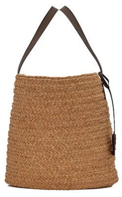 Bolso Mediano Saint Laurent Panier en Rafia Marfil Marrón Lookbook Bolso Mediano Saint Laurent Panier en Rafia Marfil Marrón