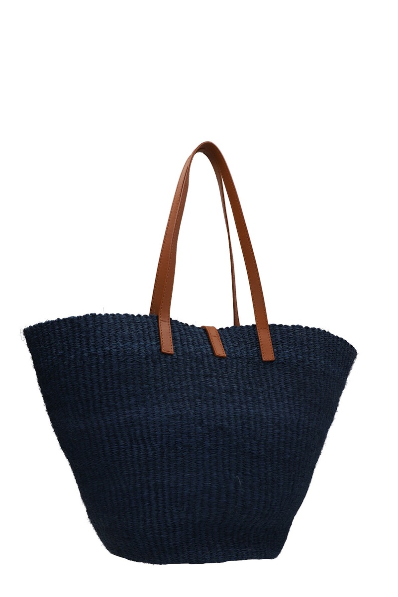Saint Laurent Panier Sou Tote Bag Braided Raffia Dark Blue 圖 2