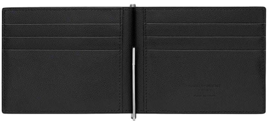 Saint Laurent Paris Bill Clip Wallet in Grain de Poudre Embossed Leather Black Lookbook Saint Laurent Paris Bill Clip Wallet in Grain de Poudre Embossed Leather Black