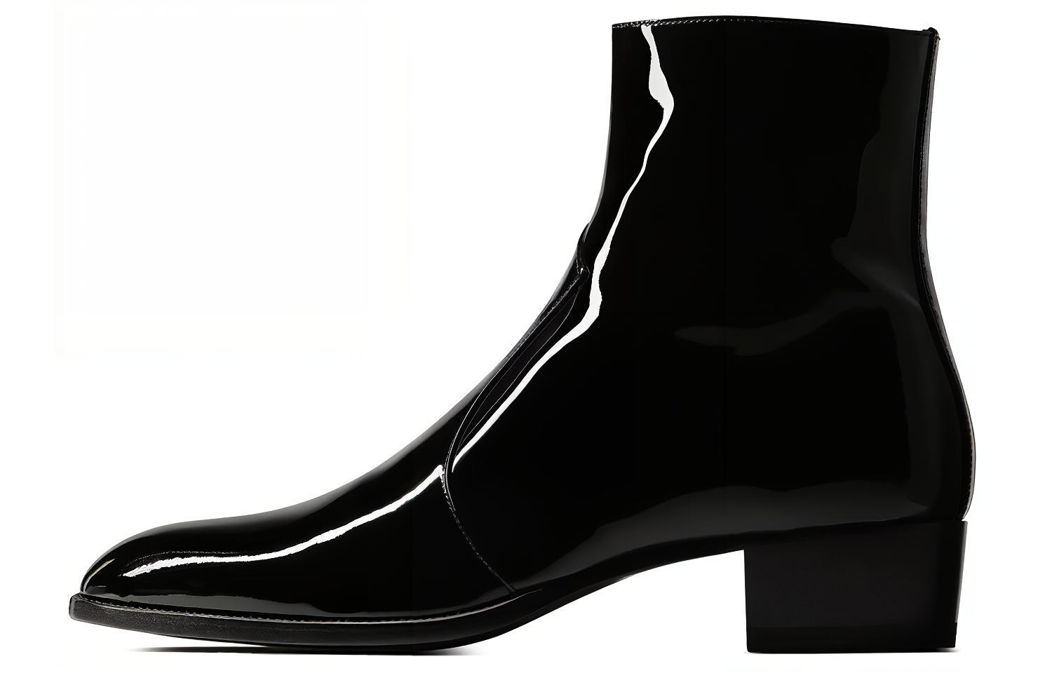 Saint Laurent Patent Leather Side-Zip Ankle Boots 'Black' 689311AAA4Q1000