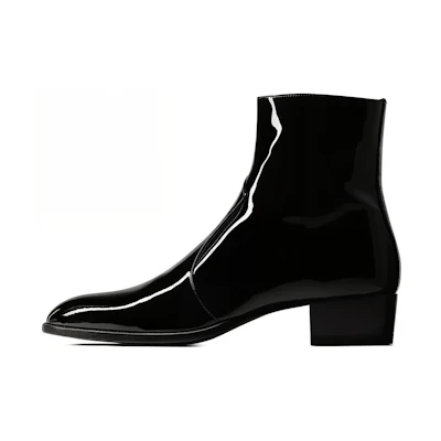 Saint Laurent Patent Leather Side-Zip Ankle Boots 'Black'