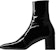 Saint Laurent But Kasut Bertumit Tinggi Kulit Kilat Berzip Tapak Bulat 'Hitam' 75609107RAA1000
