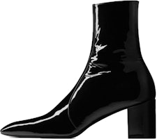 Saint Laurent Patent Leather Zip Round-Toe High Heel Ankle Boots 'Black' 75609107RAA1000 Saint Laurent Patent Leather Zip Round-Toe High Heel Ankle Boots 'Black' 75609107RAA1000