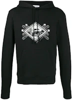 Saint Laurent Patterned Print Hoodie Black Sweater 605507YBPF21095 Saint Laurent Patterned Print Hoodie Black Sweater 605507YBPF21095