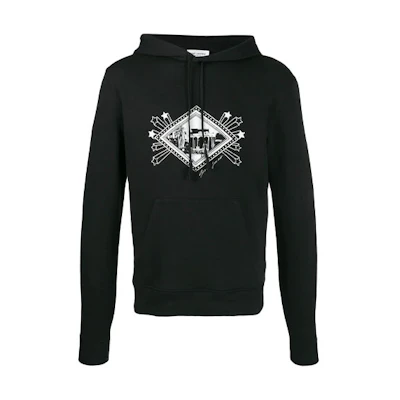 Saint Laurent Patterned Print Hoodie Black Sweater 605507YBPF21095