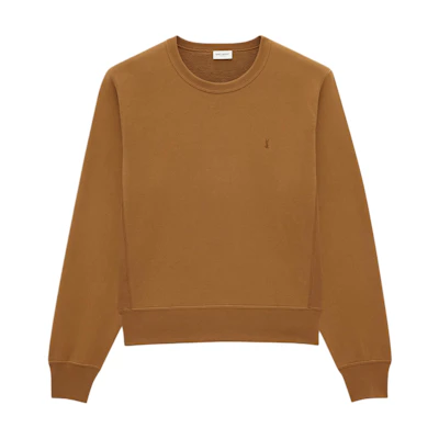 Saint Laurent Plain Logo Embroidered Crewneck Sweatshirt Gold Brown 798939Y36SW2195