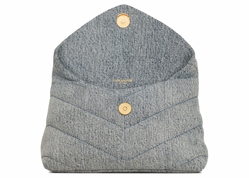 Lookbook 圣罗兰牛仔皮革小款蓝灰色/淡天蓝色Puffer包