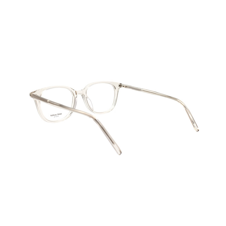 Shop サンローラン 長方形ロゴ オーバル 眼鏡 ユニセックス おしゃれフレーム SL644F-004