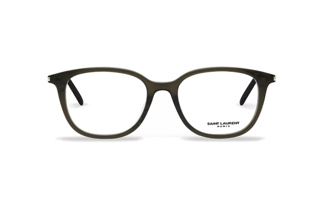 Lookbook 圣罗兰矩形标志方形绿色光学眼镜 男女款情侣风格 SL644/F-005