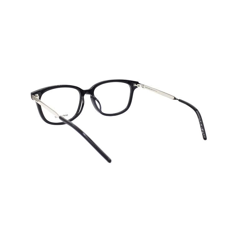 Shop 생로랑 로고 타원형 안경 블랙 프레임 유니섹스 SL648F-001