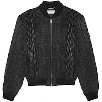 Saint Laurent Ribbed Knit Zip-Up Bomber Jacket Black for Men 653851Y989L1001 Saint Laurent Ribbed Knit Zip-Up Bomber Jacket Black for Men 653851Y989L1001
