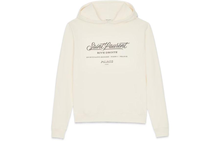 Saint Laurent RIVE DROITE FW22 Logo Print Hoodie Unisex Off-White 602634YBPJ29166