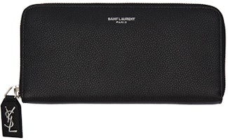 Saint Laurent Rive Gauche Continental Zip Around Wallet Grained Leather Black Saint Laurent Rive Gauche Continental Zip Around Wallet Grained Leather Black