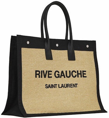 Saint Laurent Rive Gauche Emroidered Raffia Tote Bag Beige Order Saint Laurent Rive Gauche Emroidered Raffia Tote Bag Beige