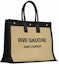 Order 圣罗兰Rive Gauche刺绣拉菲草手提袋米色