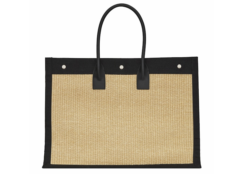 Lookbook 圣罗兰Rive Gauche刺绣拉菲草手提袋米色