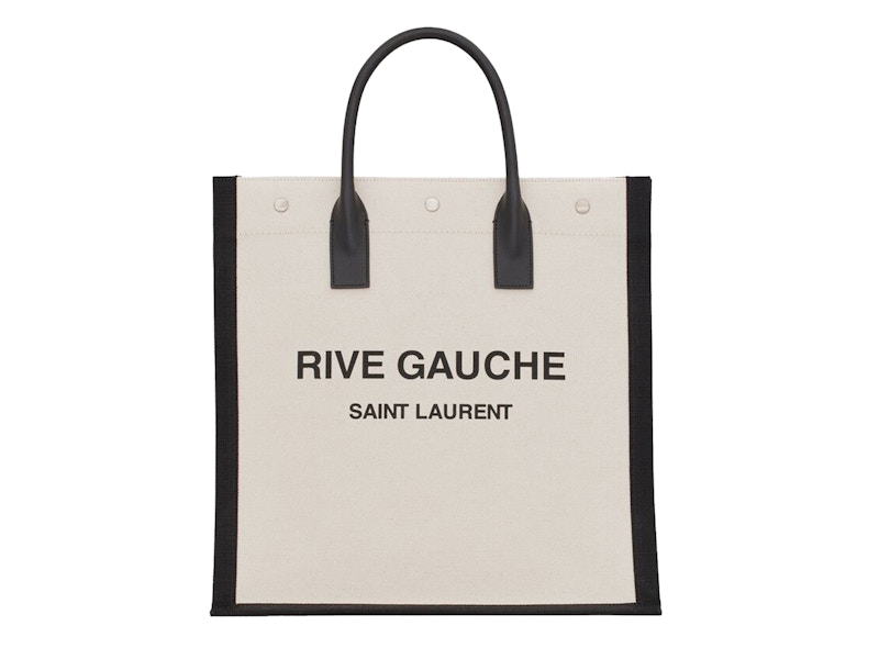 Saint Laurent Rive Gauche North/South Tote White Linen/Black